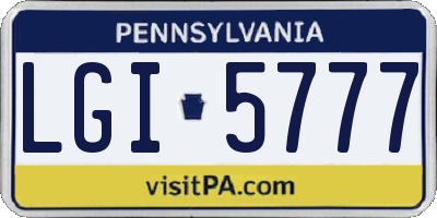 PA license plate LGI5777