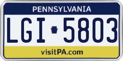 PA license plate LGI5803
