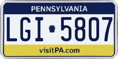 PA license plate LGI5807