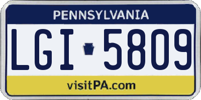 PA license plate LGI5809