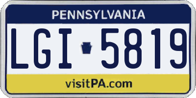 PA license plate LGI5819
