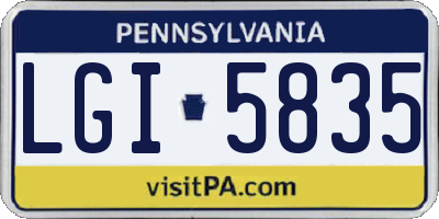 PA license plate LGI5835