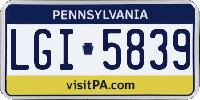PA license plate LGI5839