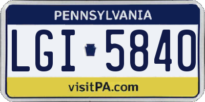 PA license plate LGI5840
