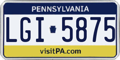 PA license plate LGI5875