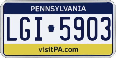 PA license plate LGI5903