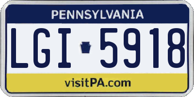 PA license plate LGI5918