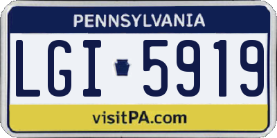 PA license plate LGI5919