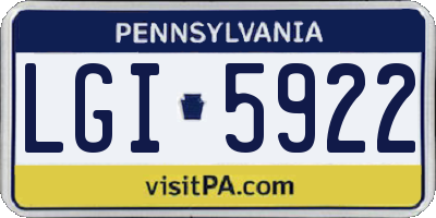 PA license plate LGI5922
