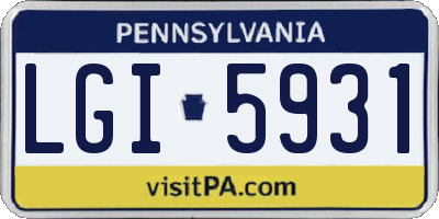 PA license plate LGI5931