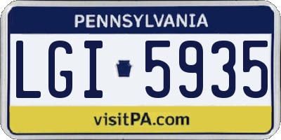 PA license plate LGI5935