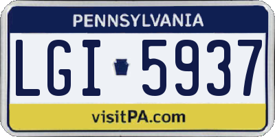 PA license plate LGI5937
