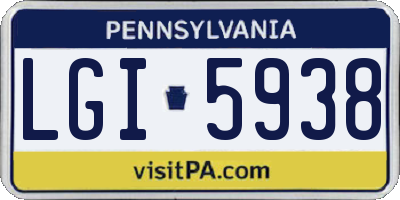 PA license plate LGI5938