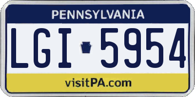 PA license plate LGI5954