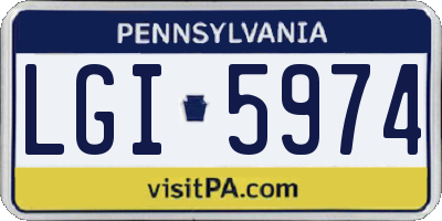 PA license plate LGI5974