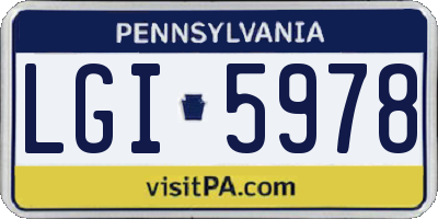 PA license plate LGI5978