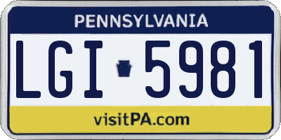 PA license plate LGI5981