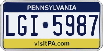 PA license plate LGI5987