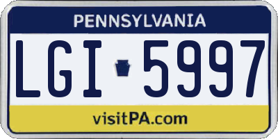 PA license plate LGI5997