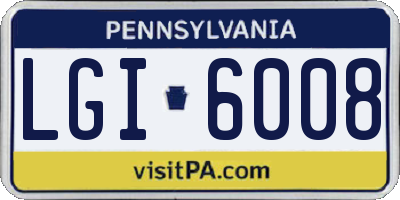 PA license plate LGI6008