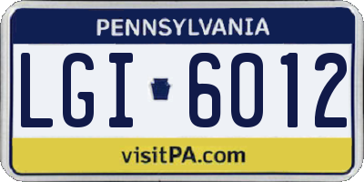 PA license plate LGI6012