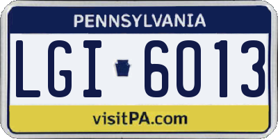 PA license plate LGI6013