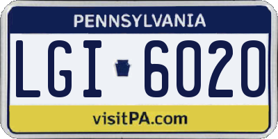 PA license plate LGI6020