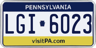 PA license plate LGI6023