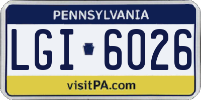 PA license plate LGI6026