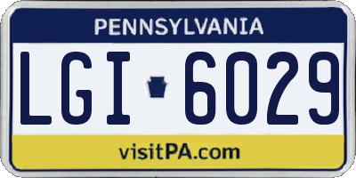 PA license plate LGI6029