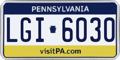 PA license plate LGI6030