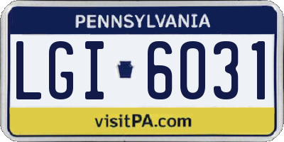 PA license plate LGI6031