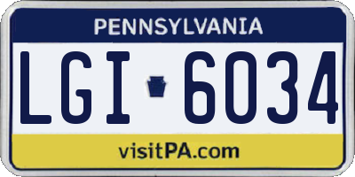 PA license plate LGI6034