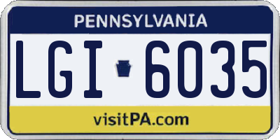 PA license plate LGI6035