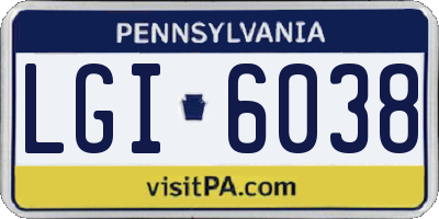 PA license plate LGI6038