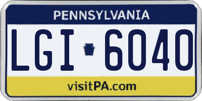 PA license plate LGI6040