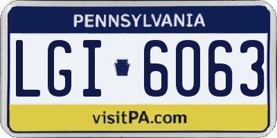 PA license plate LGI6063