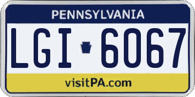 PA license plate LGI6067