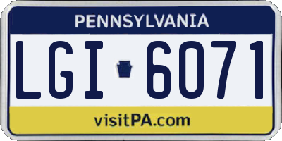 PA license plate LGI6071