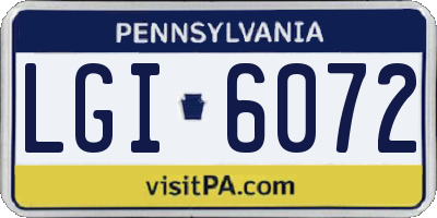 PA license plate LGI6072