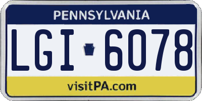 PA license plate LGI6078