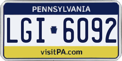 PA license plate LGI6092