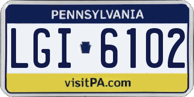 PA license plate LGI6102