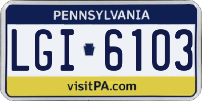 PA license plate LGI6103
