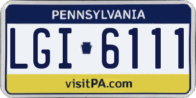 PA license plate LGI6111