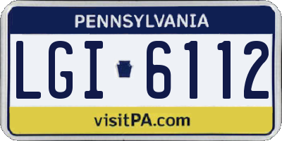 PA license plate LGI6112