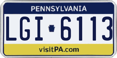 PA license plate LGI6113
