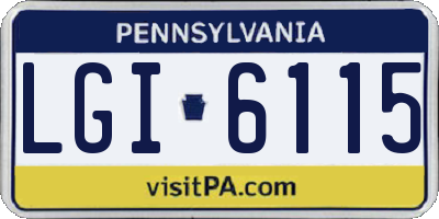 PA license plate LGI6115