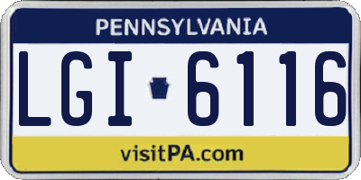 PA license plate LGI6116