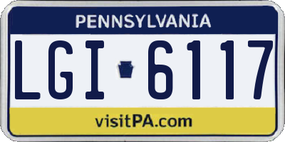 PA license plate LGI6117